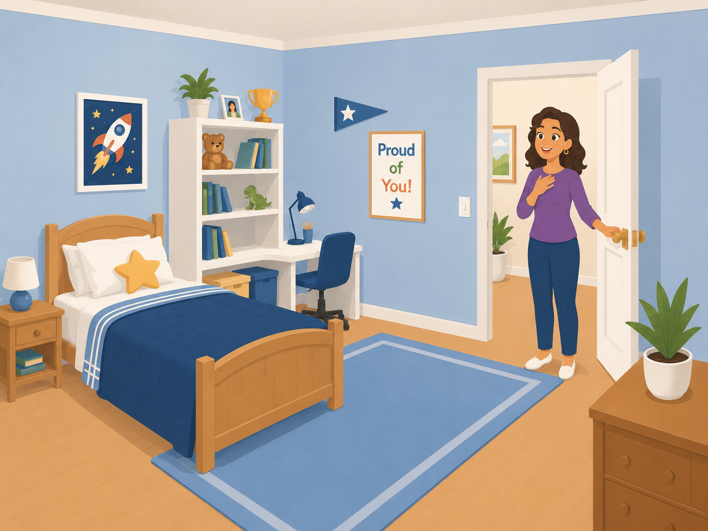 Mom proud of a clean room
